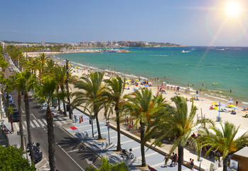 View of Salou Platja Llarga Beach in Spain during sunny day