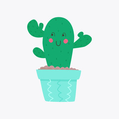 Cute cartoon cactus. vector illustration.