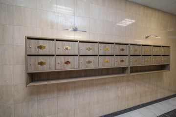 interior with mailboxes