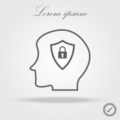 head line icon and Lock Icon in trendy flat style isolated on grey background. Security symbol for your web site design, logo, app, UI. Vector illustration, EPS10.