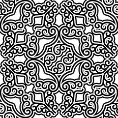 Black and white swirly pattern, filigree seamless ornament