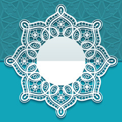 Round greeting card with cutout lace border