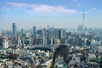Fototapeta premium Cityscapes of tokyo in Fog after rain in winter season, Skyline of Bunkyo ward, Tokyo, Japan, Tokyo is the world's most populous metropolis and is described as command centers for world economy.