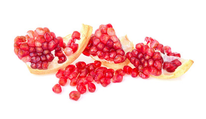 Pomegranate seed pile isolated on white background