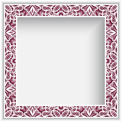 Square frame with cutout lace border pattern
