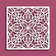 Square panel with lace pattern, template for paper cutting