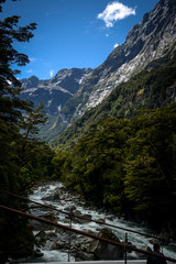 Fototapeta na wymiar Waterfalls in Fiordland, New Zealand