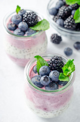 Acai berry and chia seed pudding