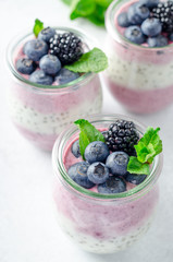 Acai berry and chia seed pudding