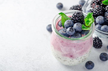 Acai berry and chia seed pudding