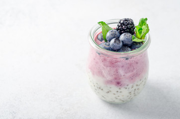 Acai berry and chia seed pudding