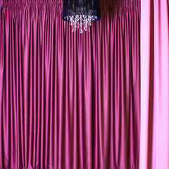 chandelier and curtains