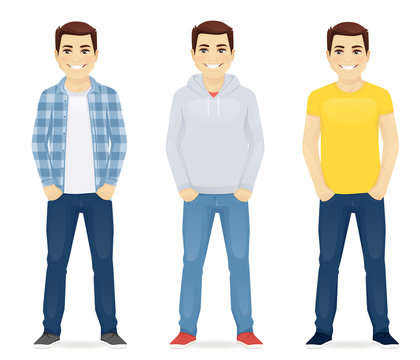 Man casual clothers vector set collection illustration