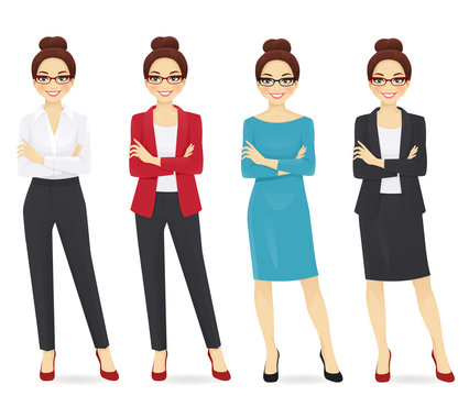 Business woman formal clothes set vector illustration