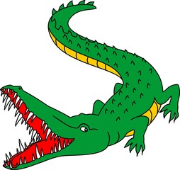 Obraz premium Green crocodile with open mouth