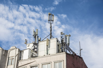 Cellphone transmitter on the top of the building.