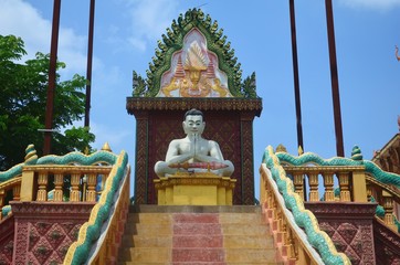 Buddha statue close to a buddhist temple in Phnom Penh, Cambodia.