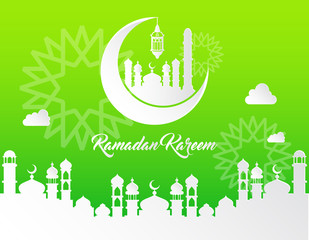 beautiful ramadan kareem background with paper art style