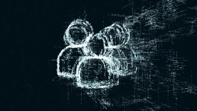 People logo, a design consisting of a code of numbers and a symbol. Abstract people icon in computer cyber network on a dark turquoise background