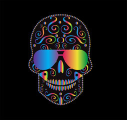 Skull icon gradient with sunglasses rainbow color