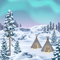 Northern Landscape with Aurora Borealis © val_iva