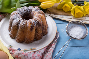 Easter background with pound cake