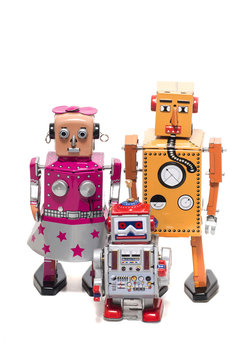 tin toy robot family