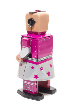 Female tin toy robot
