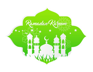 beautiful ramadan kareem background with paper art style