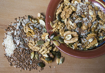Seeds and nuts, omega 3