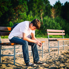 Fototapeta premium Sad Young Man outdoor