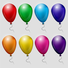 Big Set Balloons, Isolated On White Background, Vector Illustration. eps 10
