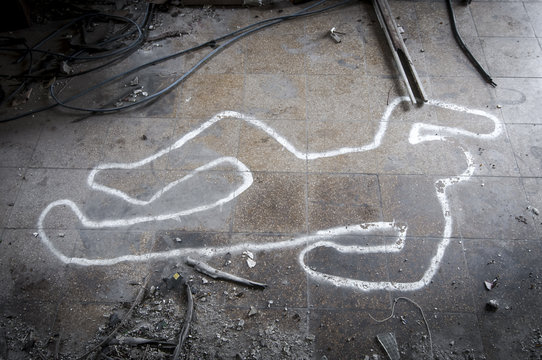  Tatort Kreide Zeichnung Umriss einer Leiche
