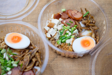Noodle tube with vegetables and in noodle tube