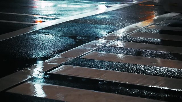 雨の日の横断歩道を渡る人々