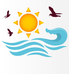 Sun and sea with sun set or sun rise