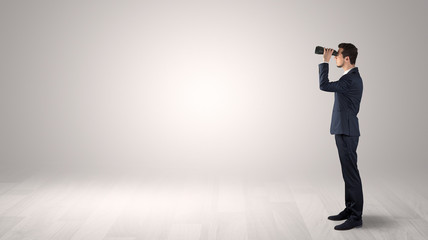 Man looking forward in an empty space concept