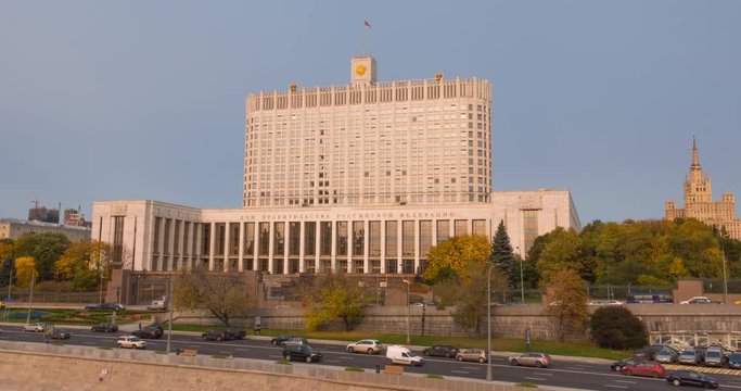House of Government in Moscow, Russia Timelapse.