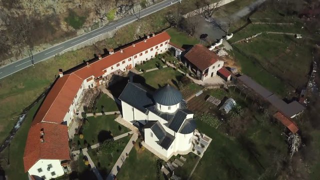 Aerial View on monastery Moracha near the city of Kolashin. Montenegro
