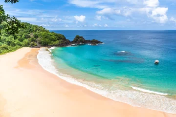 Fototapete Baia do Sancho, Fernando de Noronha Fernando de Noronha, Brasilien. Luftaufnahme von Sancho Beach auf der Insel Fernando de Noronha. Sehen Sie ohne jemanden am Strand. Bäume und Pflanzen herum.