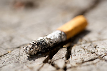 Ashes from unhealthy cigarette