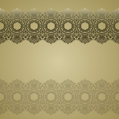 Gold lace borders, ornamental paper lines, vector. signboard name. Romantic wedding invitation. Abstract ornament. eps 10