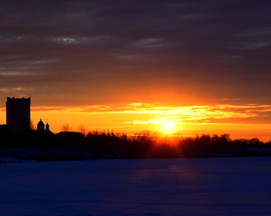 cityscape at sunrise (Gomel, Belarus)