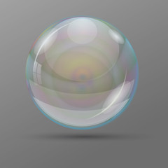 Rainbow bubble on gray background. vector illustration. Transparent drop
