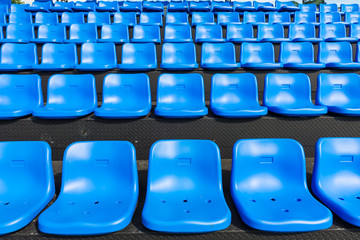 Blue seats on the grandstand