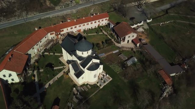 Aerial View on monastery Moracha near the city of Kolashin. Montenegro
