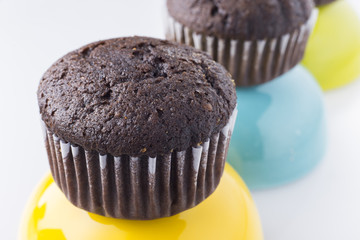 homemade cupcakes isolated on white background, close up