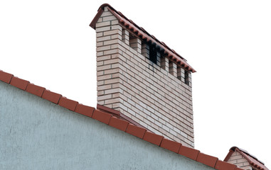 brick smokestack isolated on white