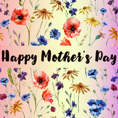 Beautiful Watercolor Pattern Postcard - Happy Mother's Day