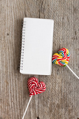 notebook with candy